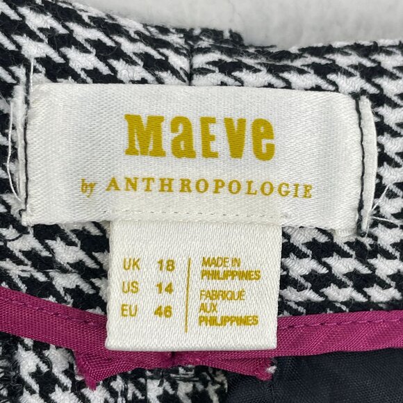 Maeve Anthropologie Womens 14 Houndstooth Wide Leg Pants Trousers - Picture 3 of 8